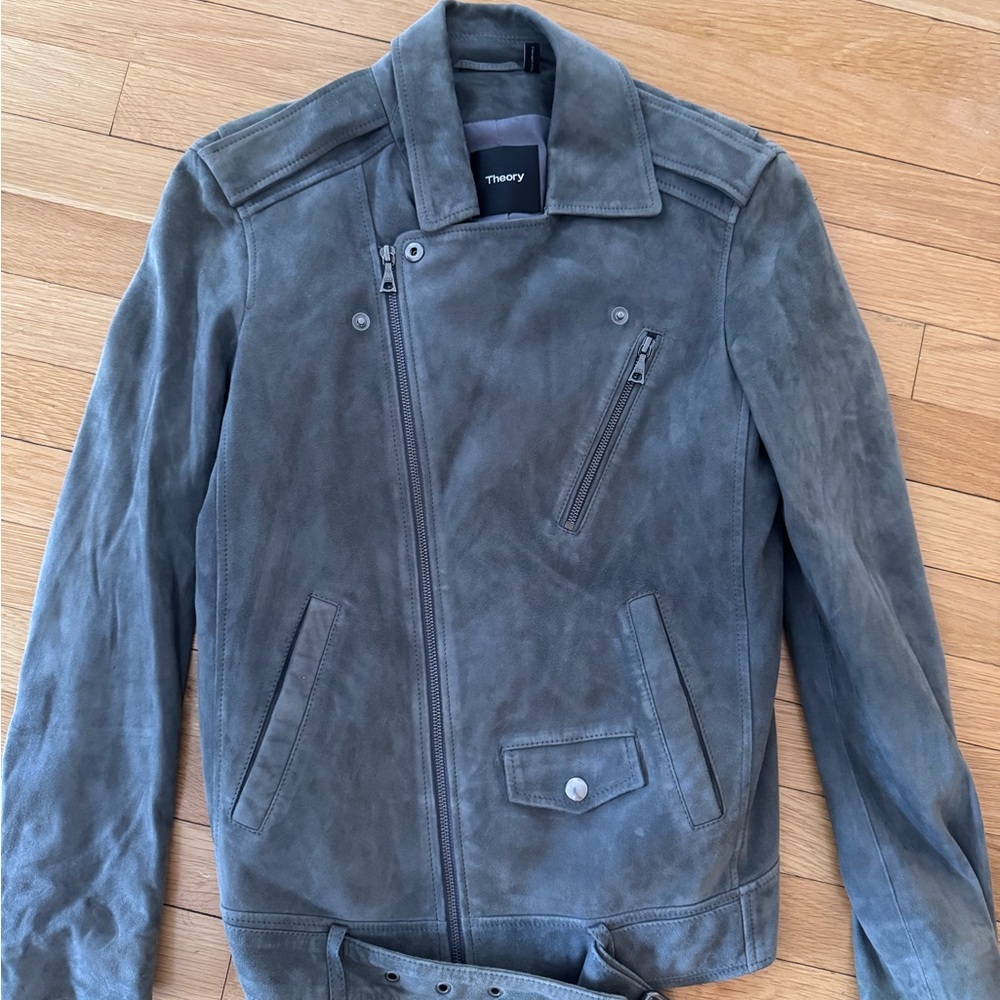 Theory Suede Jacket in Gray